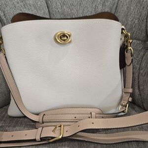Coach WILLOW crossbody "Chalk" Leather Shoulder Bag!